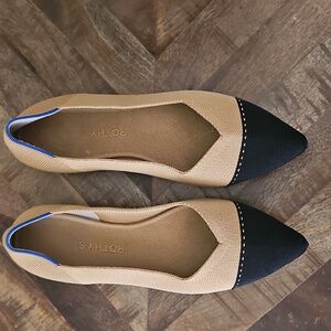 ROTHY'S  Camel The Point II Cap Toe Flats Camel / Black Size 12
